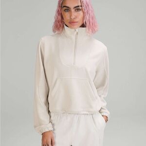 Lululemon Brushed Softstreme Ribbed Half Zip 6 white opal